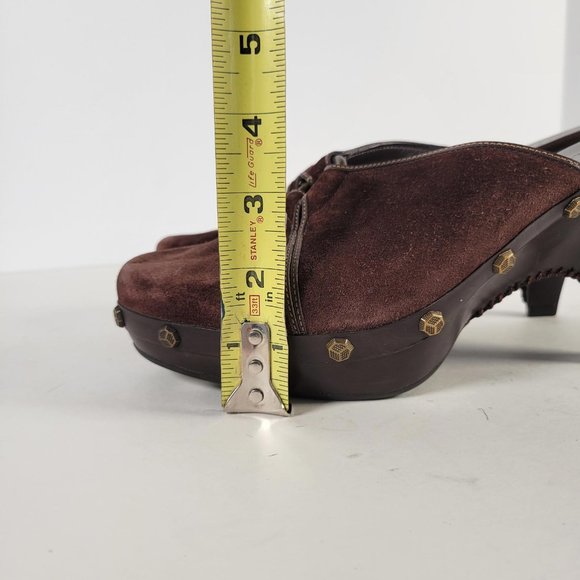 Cole Haan Brown Suede Studded Metal Details Mules Clogs Heels Women Size 8.5 - Picture 9 of 11